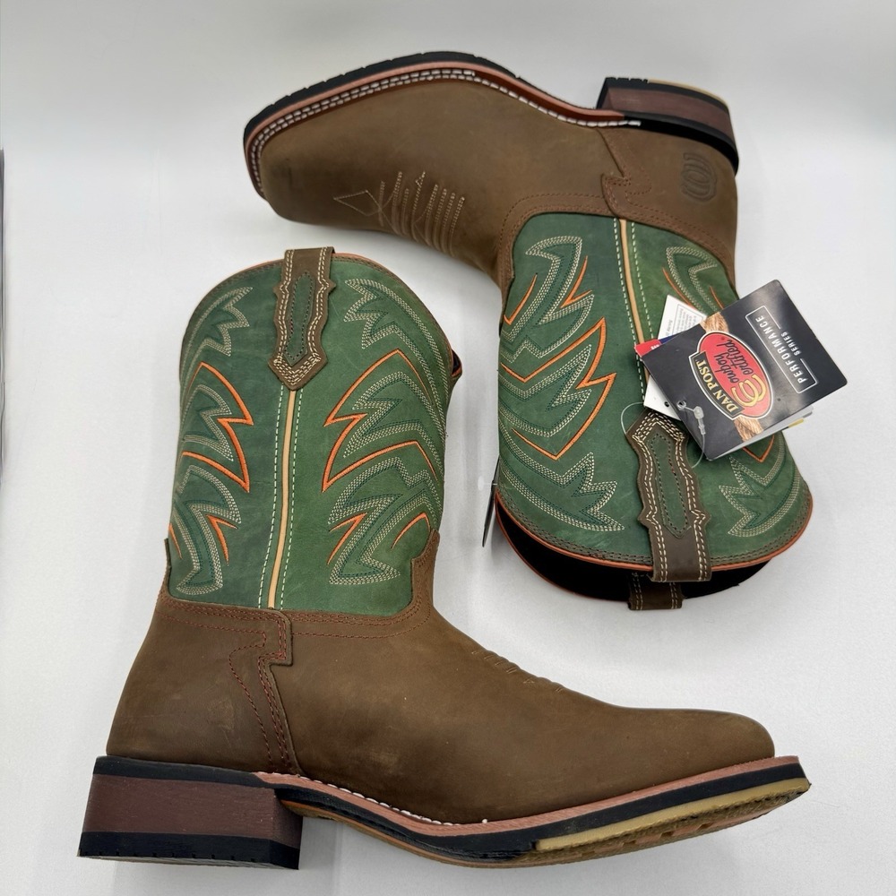 Dan Post Arrowhead Performance Boots Men's Size 12 D Brown Green Leather - Picture 13 of 16
